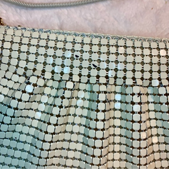 SALE! Vintage Purse Cream Metallic Chainmail Rope Strap Gold interior Zip Pocket - Picture 6 of 16